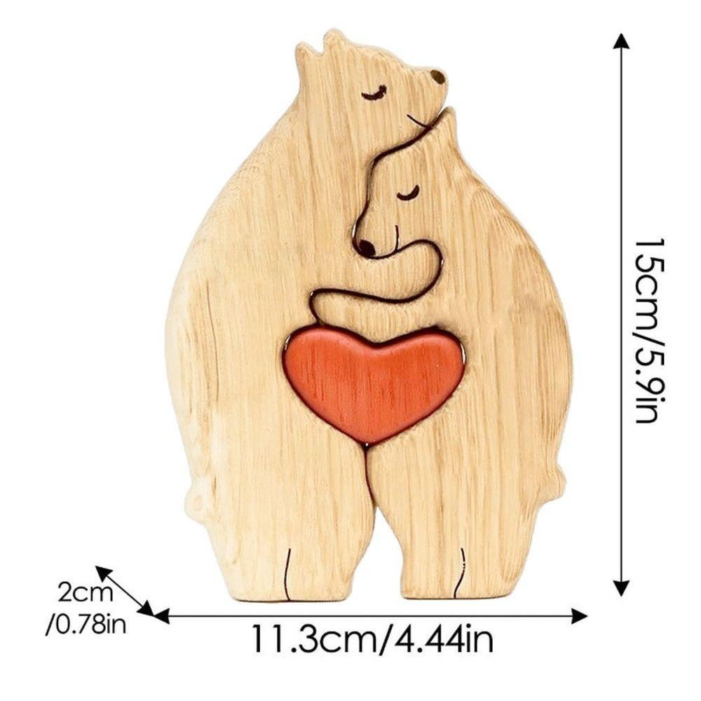Personalised Bear Family Theme Art Puzzle Wooden Family Name Puzzle DIY Name Art Heart Puzzle  Gift