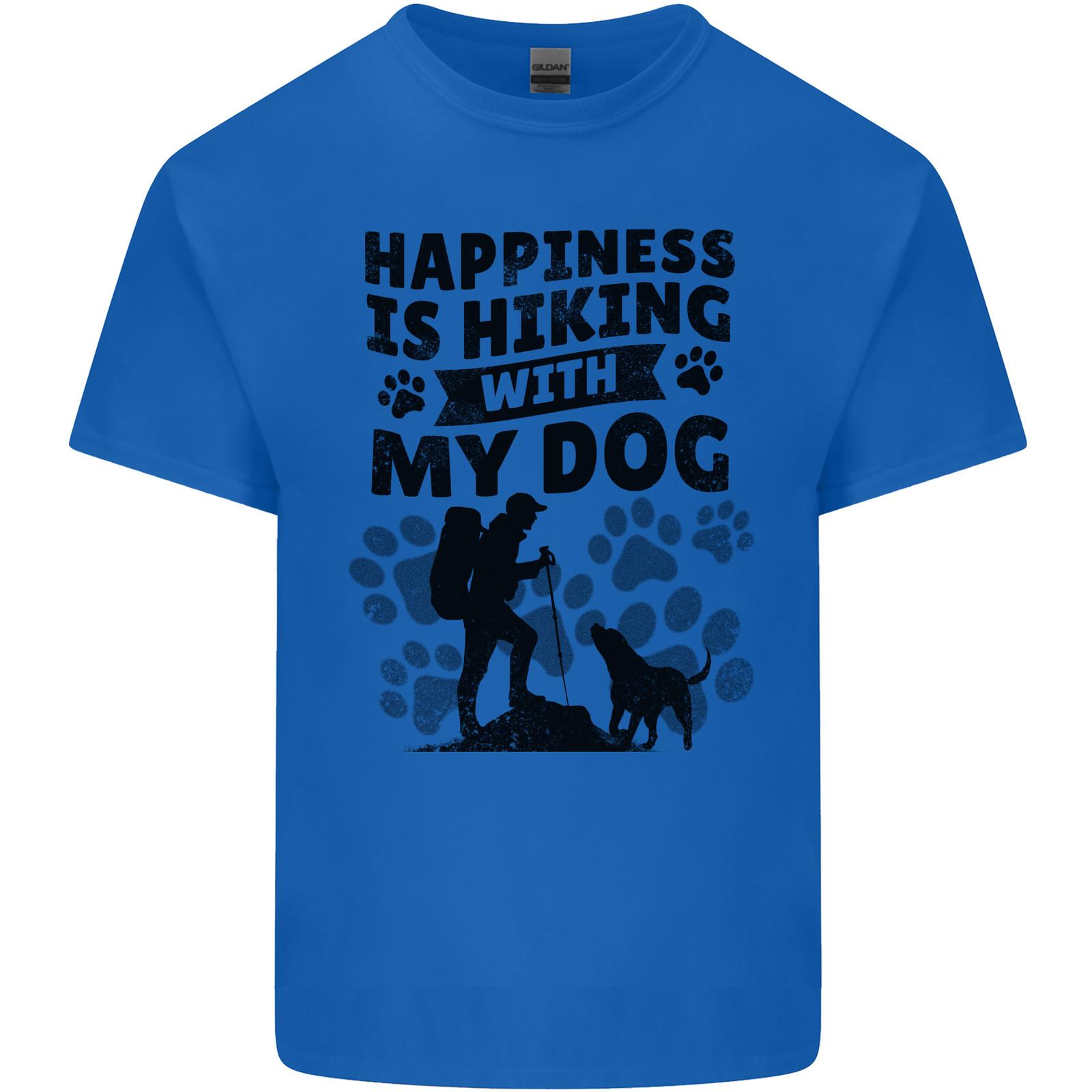 Happiness is Hiking With My Dog Funny Mens Light Cotton T-Shirt Mens Womens Tees Top 4XL