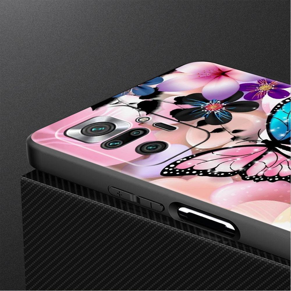 Funda Für Xiaomi Redmi Hinweis 10 9 11 Pro Weiche Telefon Fall 10S 9S K40 8 9A 9C 9T 7 10C 8T Silikon Abdeckung Diamant Blume Schmetterling