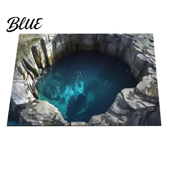 Living Room Area Bottomless Pit Mat 3D Illusion Floor Rug Optical Hole Realistic Fun Entrance