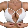 Women Lace Trim Front Closure Push Up Bra Sexy Bust Support Non Wired