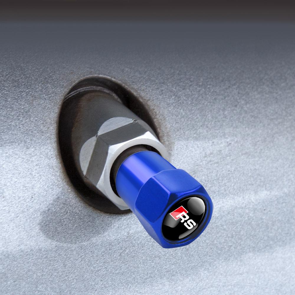 For Audi 8P Aluminum Car Tire Valve Caps Auto Truck Motocycle Bike Tyre Wheel Stem Air Valve Dust Cover For Audi S RS A3 8P S3 A4 B8 B7 A6