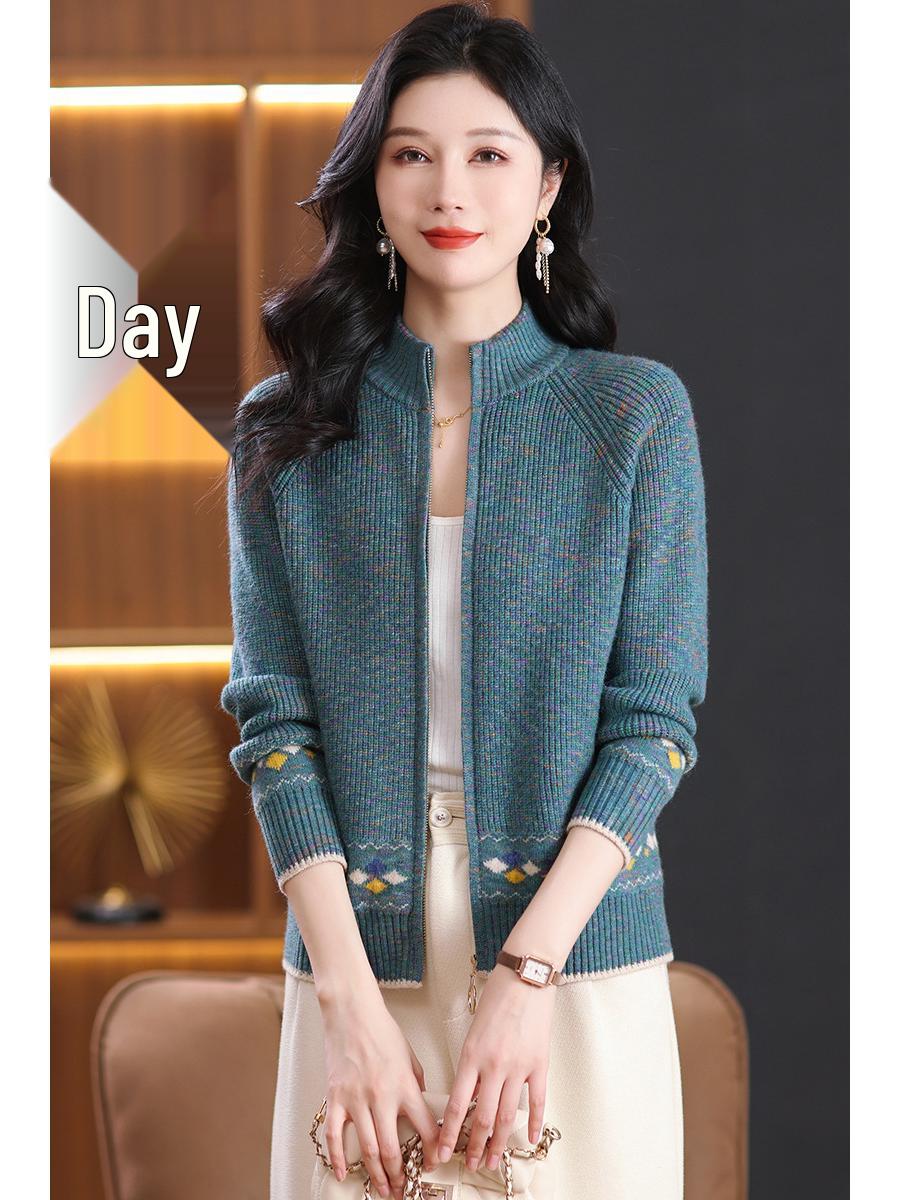 

Кашемировый кардиган на молнии с высоким воротом: Элегантное, Свободного Кроя, Универсальное Пальто-Свитер 2XL синий