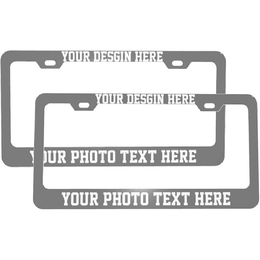 2Pack Simple Style Black And White Racing And Checkered Pattern Car License Plate Frames, Aluminum Car Tags Frame With Screws Caps