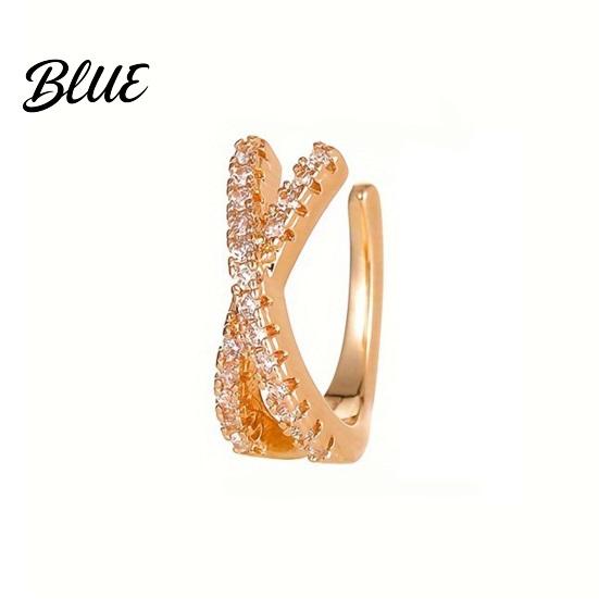 Non-pierced Ear Clip 1Pc Women Cuff Non-Pierced Clip-on X-Shaped Rhinestone