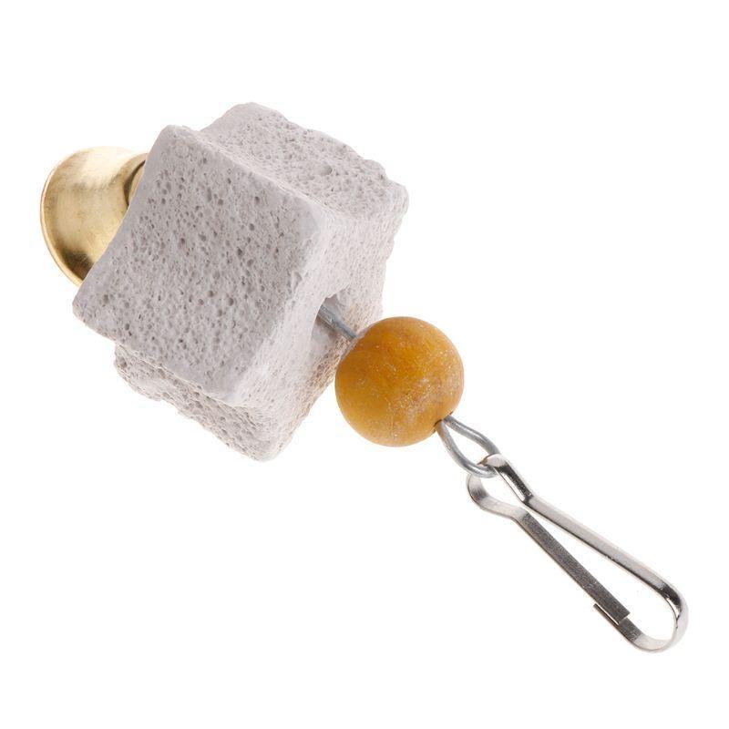 Parrots Chewing Toy Bird Beak Grinding Stone with Bells