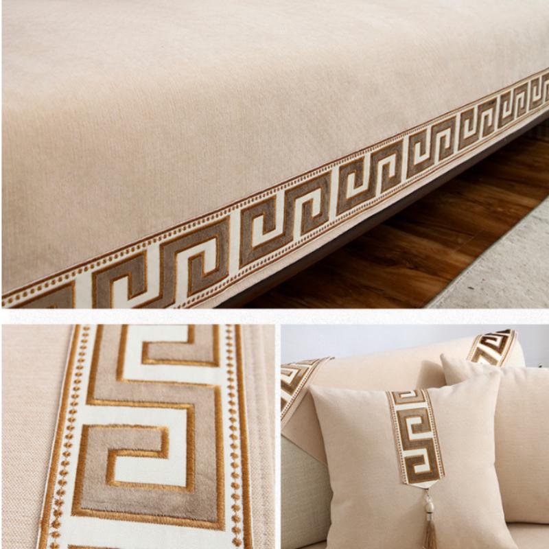 Grube pokrowce na sofy w stylu chińskim solidne szenilowe antypoślizgowe poduszki na kanapę sofy do salonu uniwersalny fotel narzuty mata na ręcznik