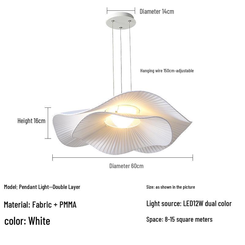 Nordic Lotus Leaf Pendant Light - Elegant White LED Ceiling Fixture for Living Room, Bedroom, Study, or Restaurant.