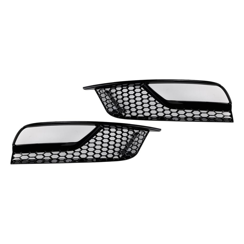 Gloss Black Front Fog Light Grill Covers 8V5807681A9B9 8V5807682A9B9 Fit A3 8V Sedan 2013-2016