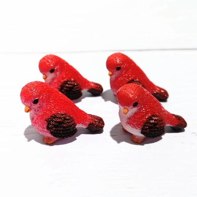 

4 шт./компл. смоляные украшения для дома, милые маленькие птички, фигурки животных, стеклянные декоративные миниатюрные поделки для сада, аксессуары для самостоятельного изготовления 4pcs красный