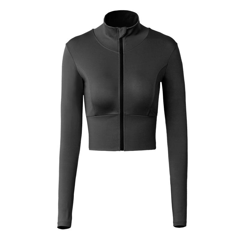 Ladies Fashion Sports Jacket Tight-fitting Sexy Workout Clothes Quick-Drying Navel Bare Yoga Top