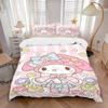 3pcs My Melody's Floral Fantasy Printed Duvet Cover Set (1 * Cover+2 * Pillowcase, Without Core), Suitable for Home Bedroom, Guest Room, Dormitor