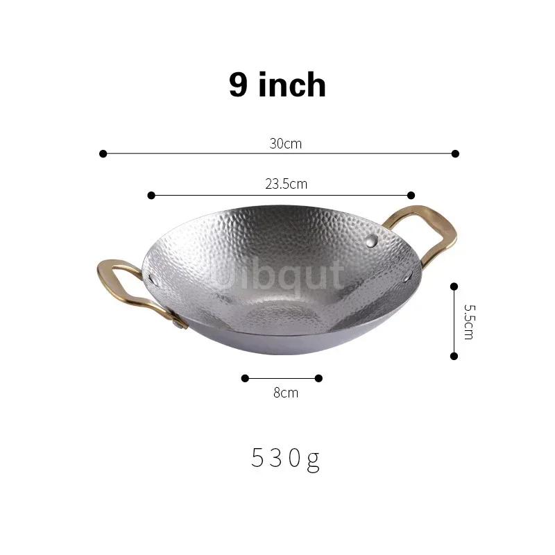 Pot cub Golden Double Ear Bar Cauldron Commercial round Bottom Small Hot Pot Creative Thickened Stainless Steel Dry