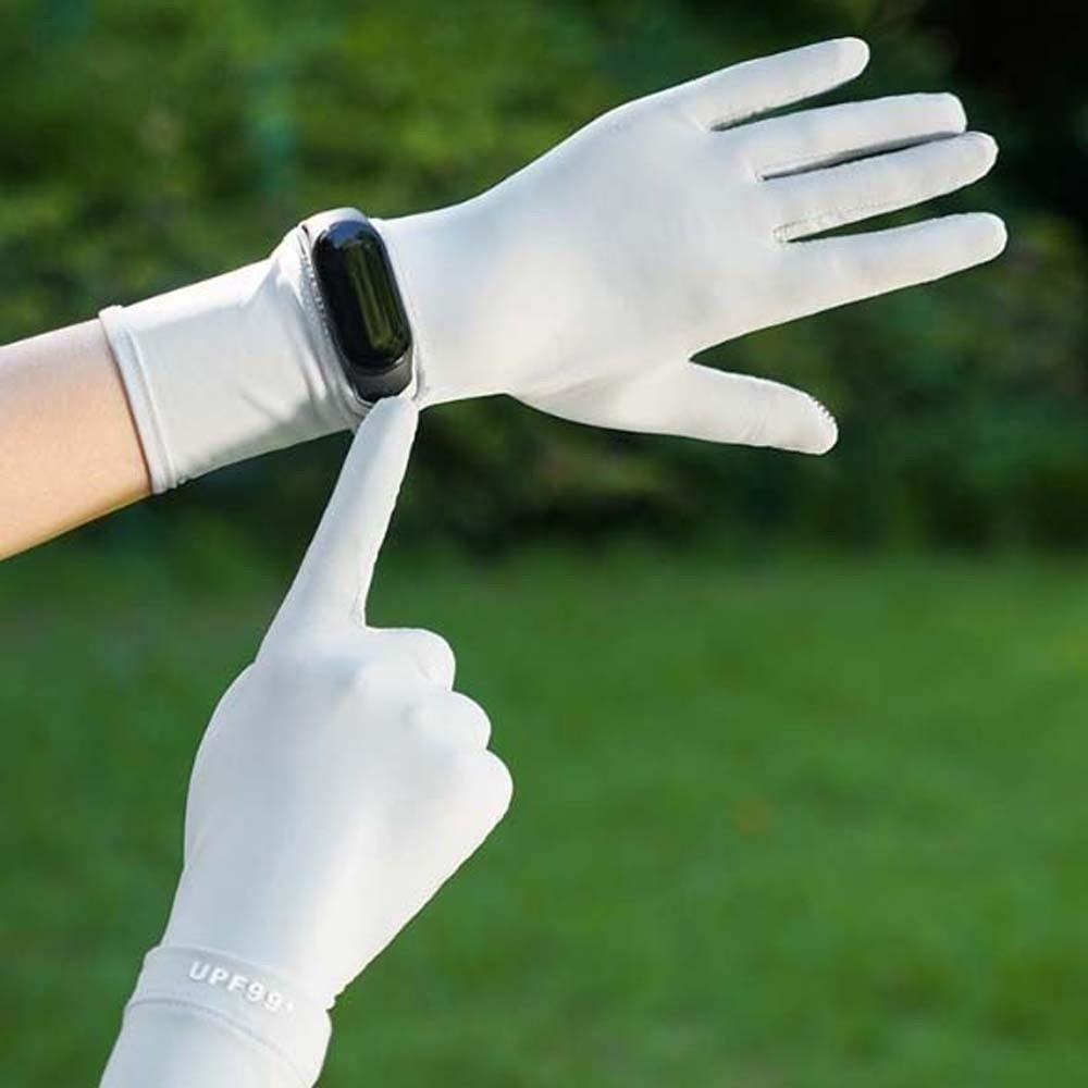 Solid Color Women Sunscreen Gloves Thin Summer Driving Mittens Ice Silk Riding Gloves  Outdoor