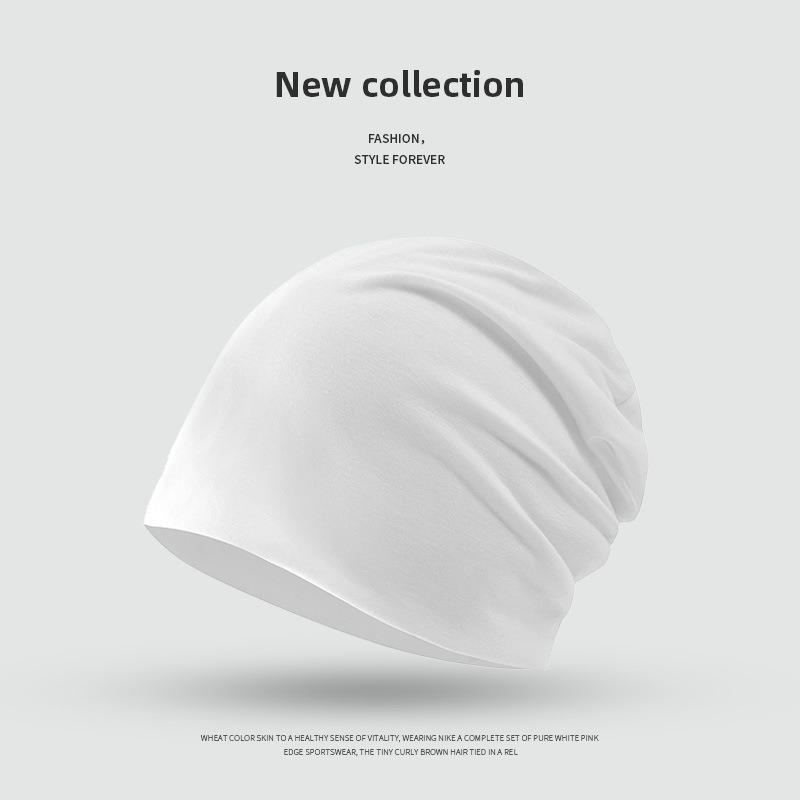 Autumn and winter thin plaid stack hat women's fashion versatile sports headscarf sweating solid color breathable cold hat men