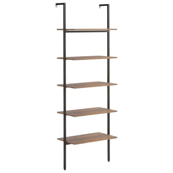 VidaXL Étagère inclinée à 5 niveaux Marron foncé et noir 64x35x185 cm 336386