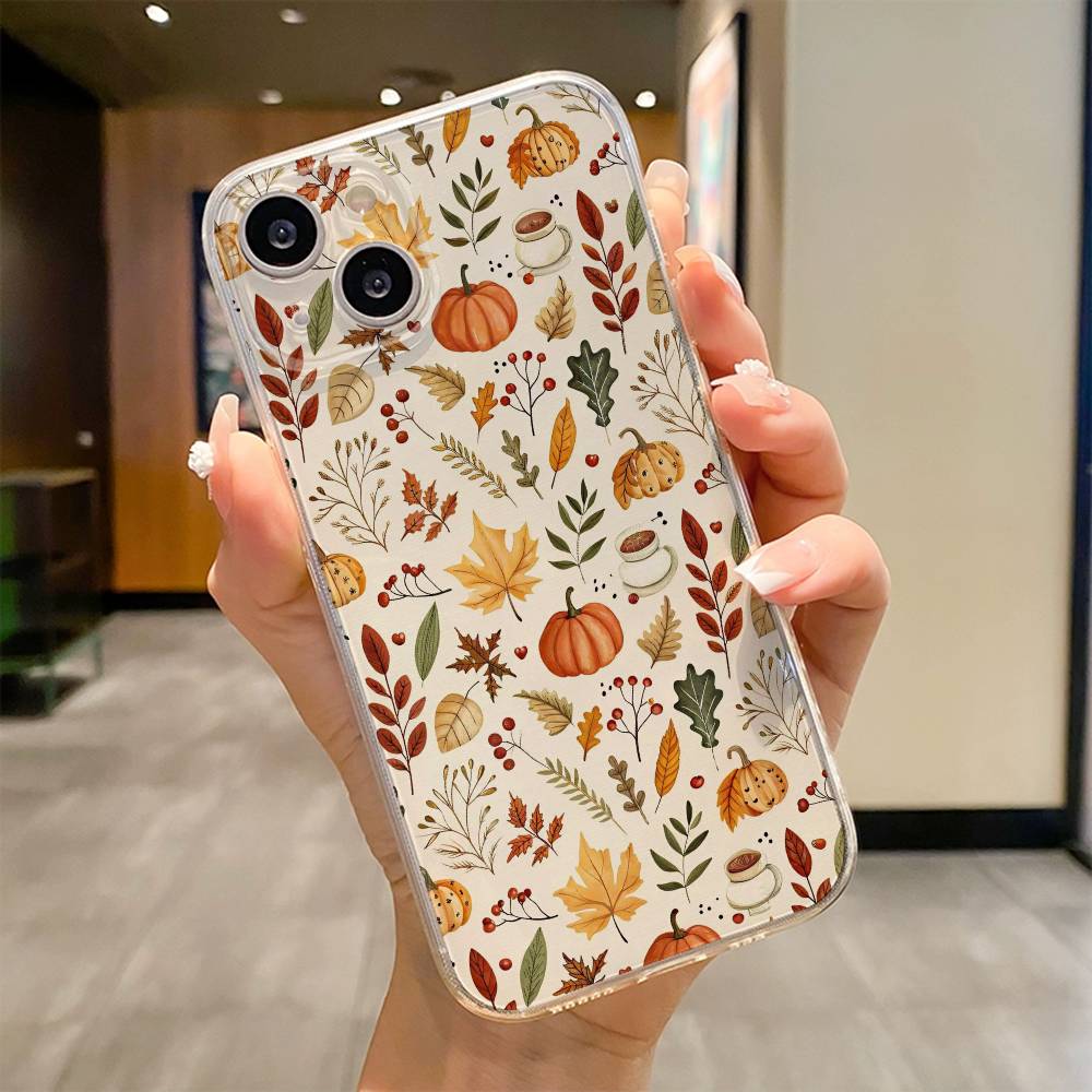Autumn Leaves Pumpkin  Phone Case For iPhone 17 16e 16 15 14 13 12 11mini Pro Max X XR XSMAX 8 7 Air Plus Soft Cover