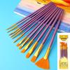 New 12Pcs Nylon Bristle Brush Set Flat Brushes Watercolor Oil Paint For Artists Amateur And Acrylic Paintings Fabric Brushes