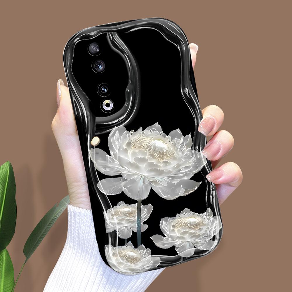Roztomilý kreslený vzor krémová textura pouzdro vlnitý okraj měkký silikonový kryt pouzdro na telefon pro Huawei Honor Infinix Tecno iPhone