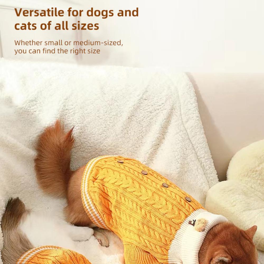 Dog Pet Clothes Cat Classic Knited High Collar Sweater  Sweet Colorful Pet Winter Warm Clothes Puppy Kitty Two-legged Clothing