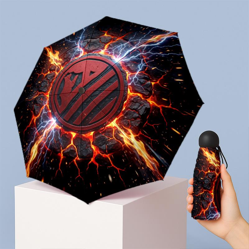 Atletico Madrid Pattern Printed Mini 5 Folds 8 Ribs Compact Umbrella Windproof Waterproof Lightweight Portable Folding