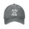Czapka Snapback Wiara Ponad Strachem Nowa Vintage Płukana Bawełna Czapka Baseballowa Kapelusze Przeciwsłoneczne dla Rodziców i Dzieci