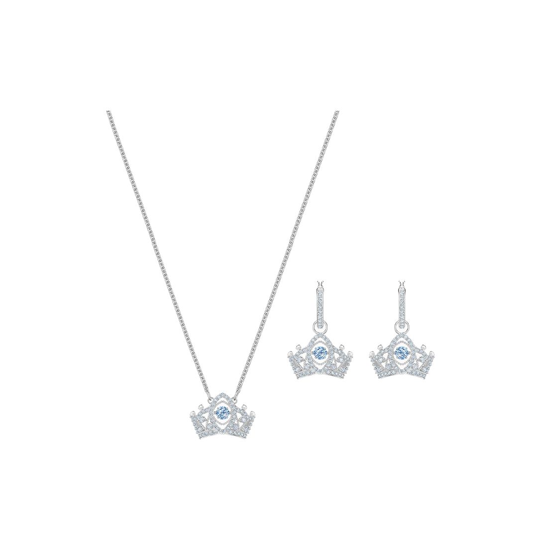Swarovski Bee A Queen Sparkling Crown Necklace And Earring Set Women jewelry 5510988 Box (Random Color)