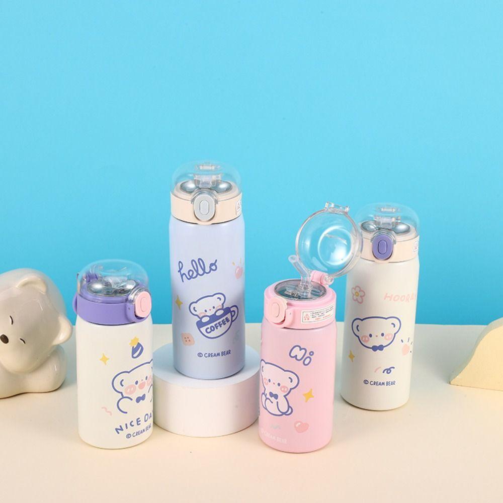 Cartoon Water Bottle Large Capacity Coffee Cup Convenient Straw Insulated Cup Kid