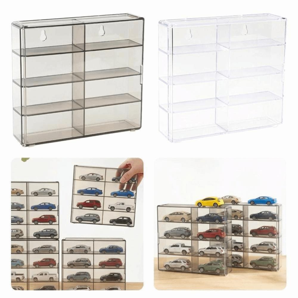 Transparent 1:64 Model Cars Display Box 8 Grids Dustproof Storage Box Wall Mounted Acrylic Display Rack for Hotwheels Cars