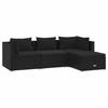 VidaXL Garden Lounge Set 4 Pcs with Cushions Wicker Resin Black 3101640