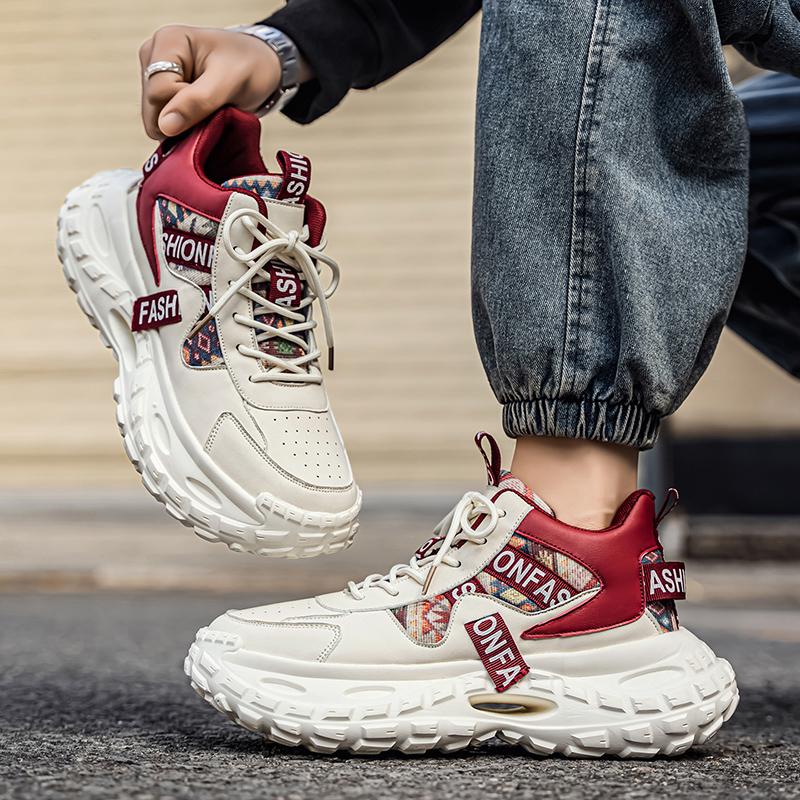 Fastion Chunky Sports Shoes Men Breathable Retro Sneakers Plus Size 39-45 Casual Walking Shoes Thick Sole Height-increasing