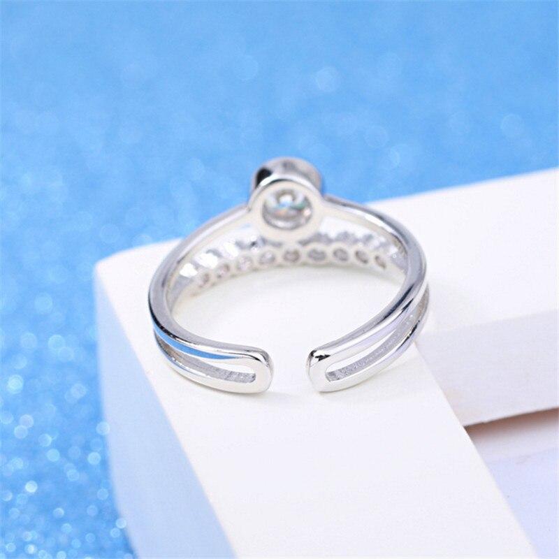 Women 'S Classic Double Layers Inlaid Round Aaa Zircon Open Style Ring Adjustable Ladies Fashion Jewelry R0194