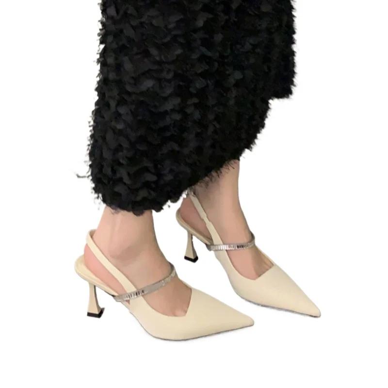 2025 Ladies Shoes Slingbacks Women's High Heels New Crystal Dress Best Seller Sexy Slip-on Closed Toe Sandals Zapatos