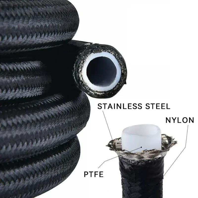 Car Fuel Hose Oil Gas Cooler Hose 10FT PTFE E85 Fuel Line AN4 AN6 NA8 AN10 Line Pipe Tube