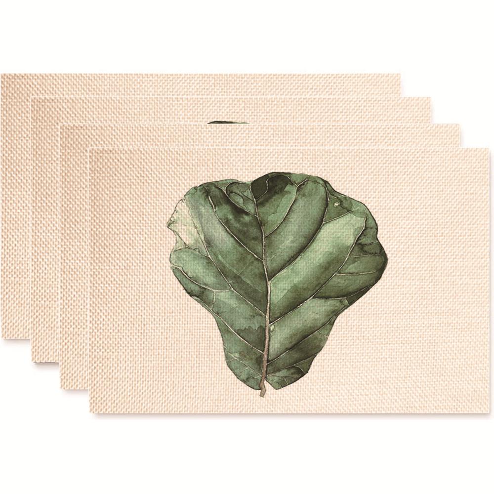 Monstera Design Linen Placemat Heat Resistant Dining Table Mats for Plant Lovers Horticultural Theme Tableware Mats Daily Use