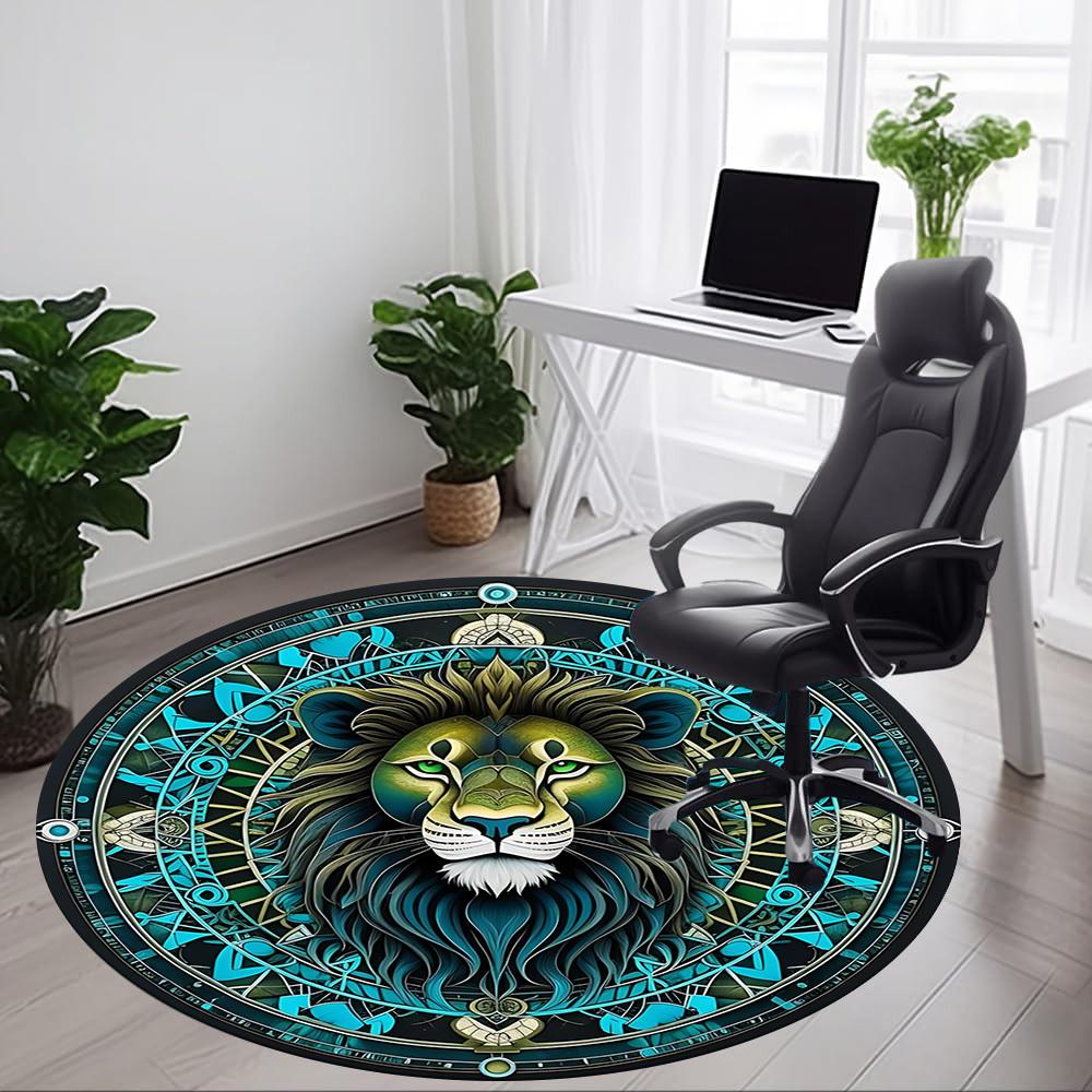 1pc Lion Mandala Artwork Chair Carpet for Office, Soft, Non-Slip Polyester Mat, Office, Entryway, Living Room, Bedroom, yy251207245