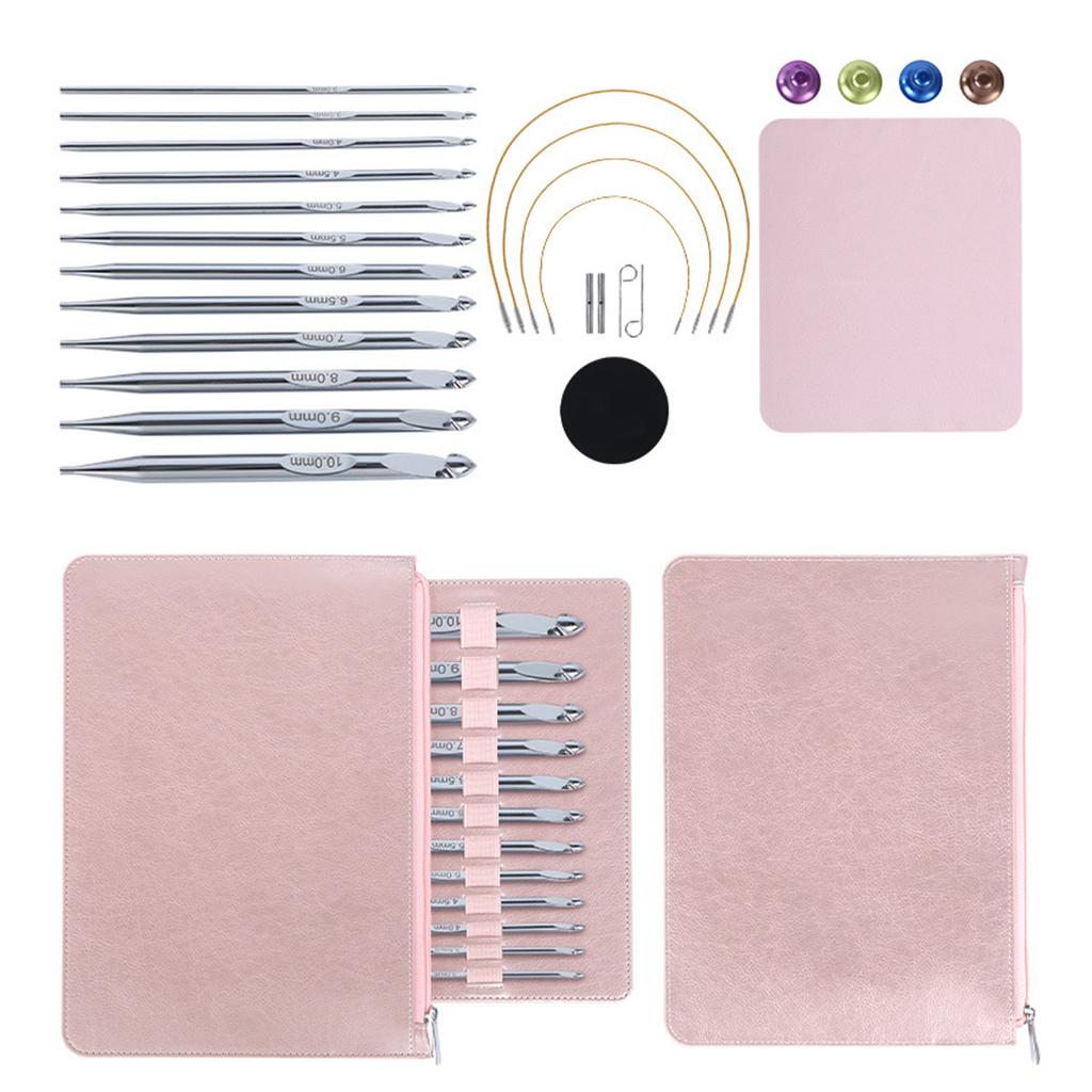12Pcs Tunisian Crochet Hook with Cable Tunisian Afghan Knitting Hook Needle 3.0mm-10mm Interchangeable Crochet Hook Set