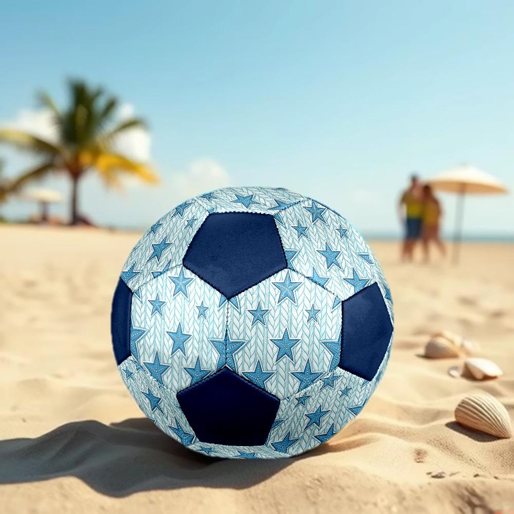 1pc Blue Starfish Knit Durable Soccer Ball/Football, Size 5, Perfect for Training, Entertainment And Competition,Gift Yy26060676