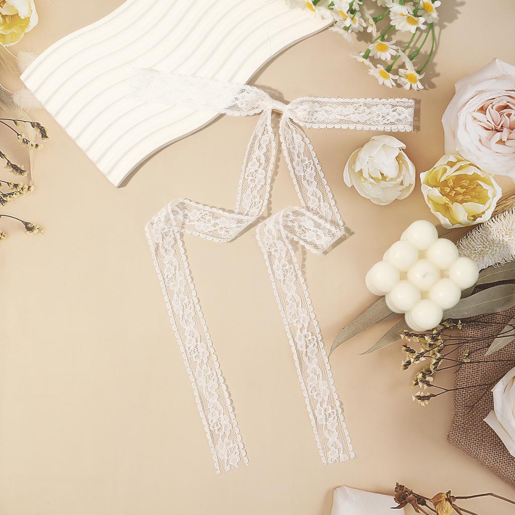 2pcs Sweet White Lace Bowknot Hair Clips Women Girls Long Ribbon Korean Cute Bow Hairpin Female Fashion Hair Accessories
