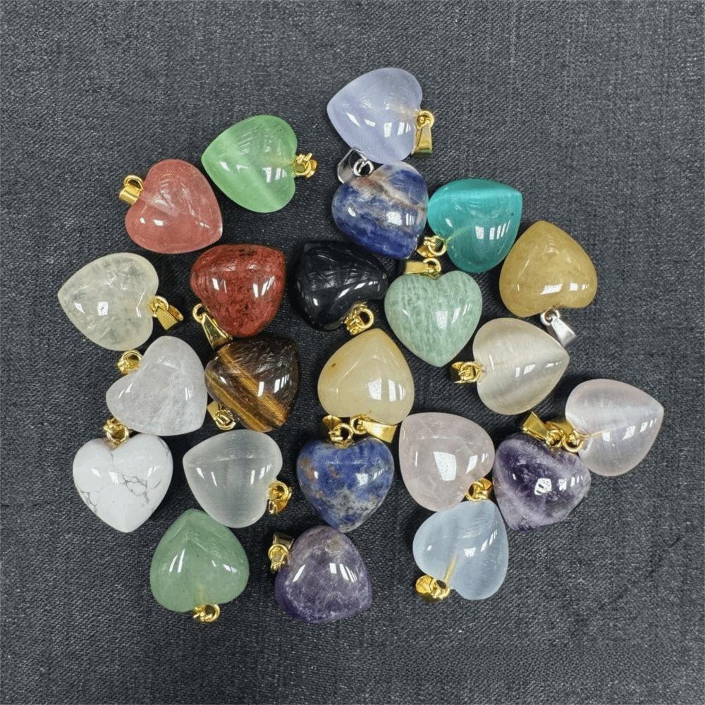 5PCS 15mm Size Stone Pendants Amethyst Material Small Pendant Amethyst Rose Quartz Necklace Design