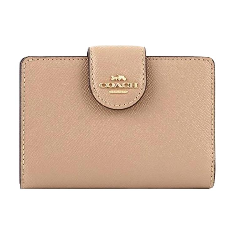 

Coach Corner Zip 13 Solid Color Morandi Series Cross Grain Leather Coin Purse Card Holder Wallet Women Wallet Oatmeal 6390-IMTAU Basic Set (Bag+Dust Bag)