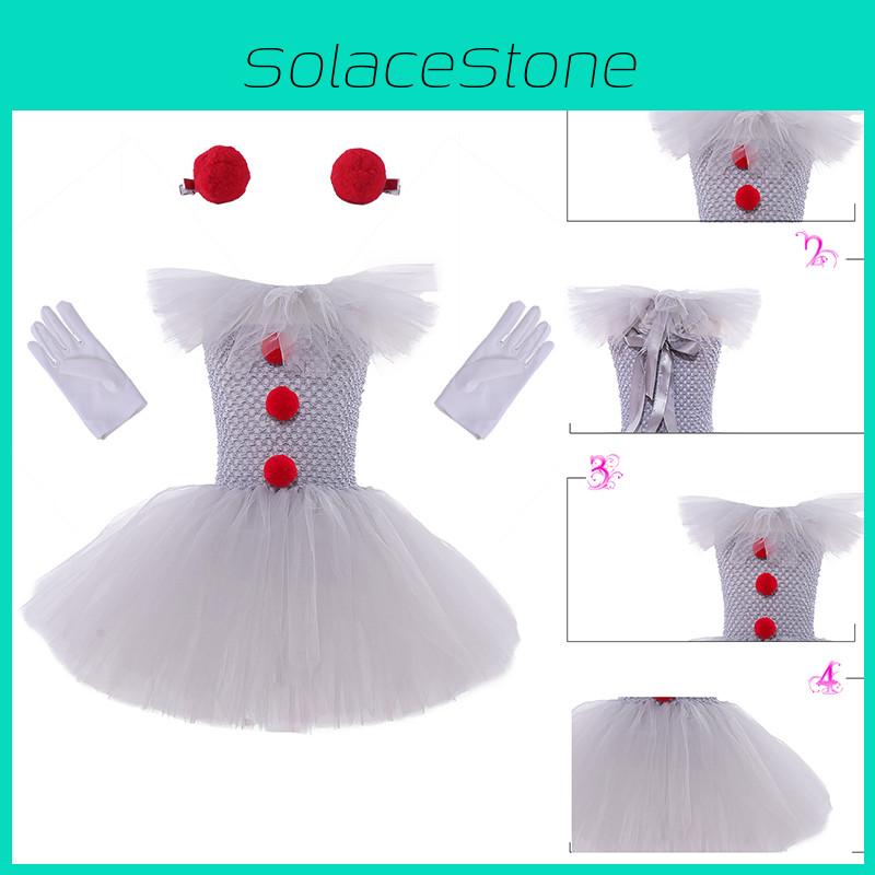 Sparkling Princess Clown Dress Set For Children's Halloween Show
