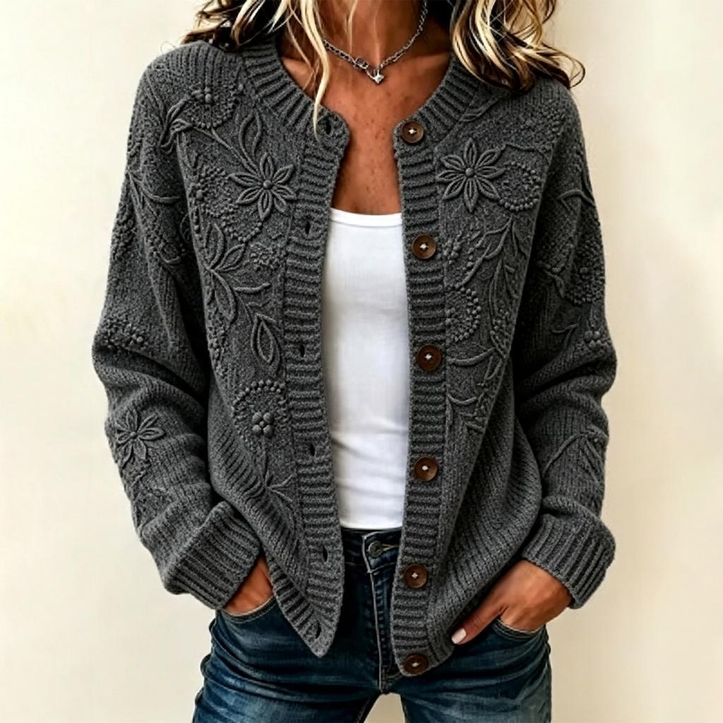 Women's Striped Print Long Sleeve Knit Cardigan Button Front Casual Sweater