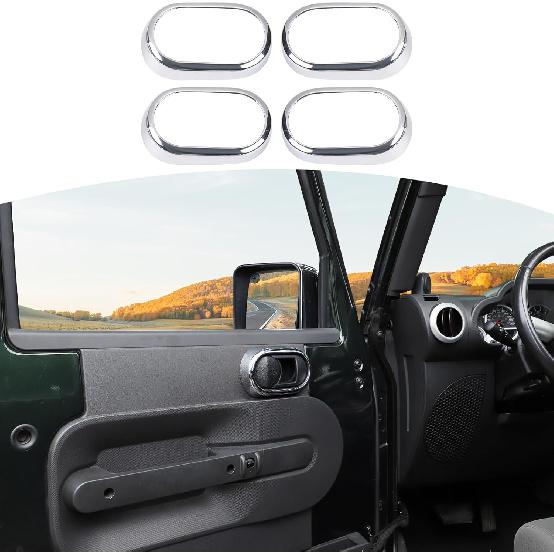

RT-TCZ for Jeep JK Inner Door Handle Trim Cover Ring Carbon Fiber for Jeep Wrangler 2007-2010 JK JKU Sport X Sahara Rubicon Black Carbon Fiber Grain серебряный