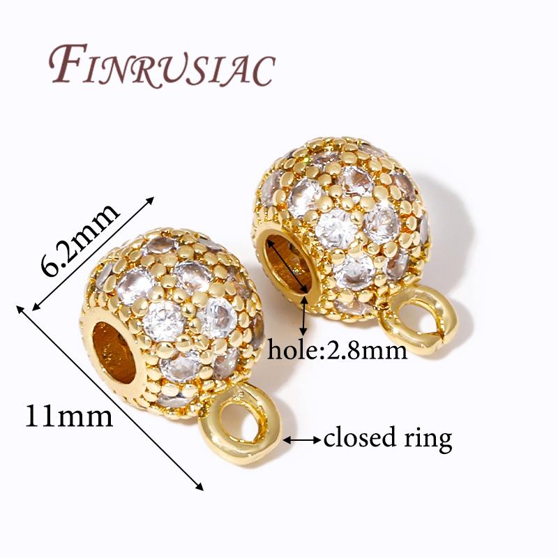 18K Gold Plated Brass with Zircon Pendants Bail With Closed Ring,Bale For Pendant Accessories For Jewelry,DIY Bracelets Findings
