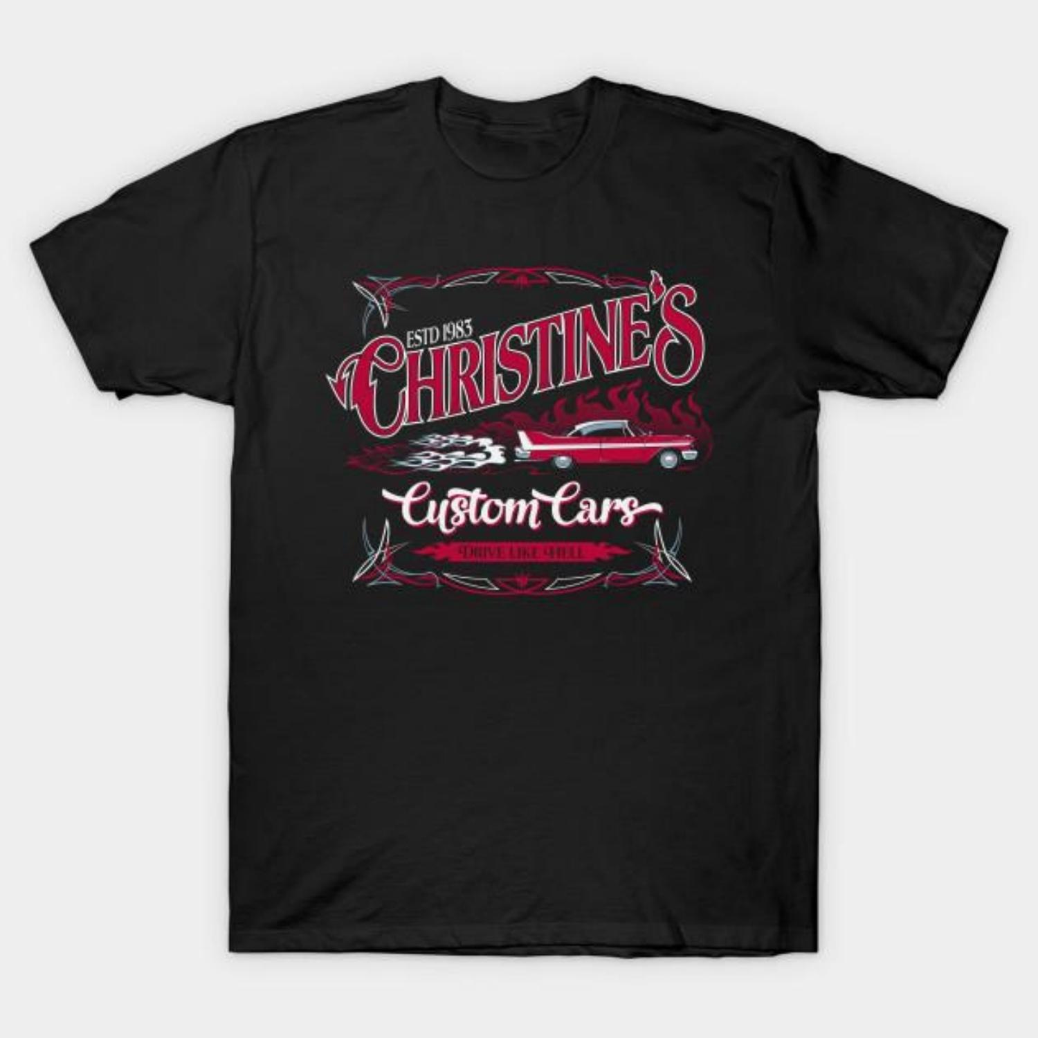 

Men Black Print T-shirt Christine S Custom Cars - Vintage Garage Horror No-Cut Transfer Paper Print Cotton Tshirt S чёрный