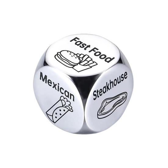 1/2/3Pcs Stainless Steel Food Decision Dice 6 Sides Barbecue Mexican American Seafood Italian Chinese Dinner Decider Dice