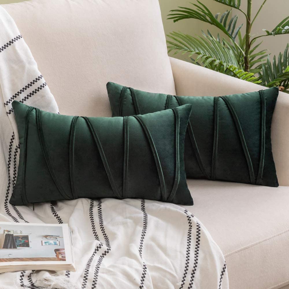 

2PCS 30X50CM Black Red Stripe Velvet Throw Pillow Cover Boho Farmhouse Orange Cushion Cover Modern Throw Square Cozy Pillowcase 30x50cm 2pcs cover