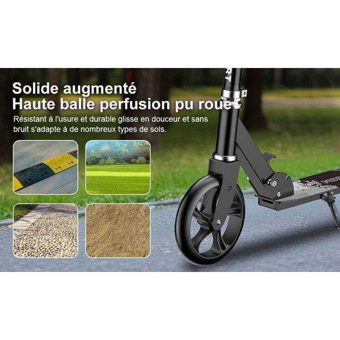 Trottinette - FOXSPORT - Pliable - Aluminium - 88×36×94-104cm - Charge 100KG - Noir