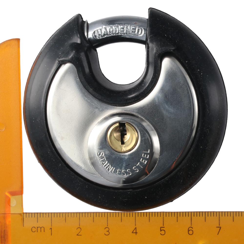 Stainless Steel Discus Lock 3/8 Inch Shackle Storage Lock for Warehouse, Garage and Outdoors